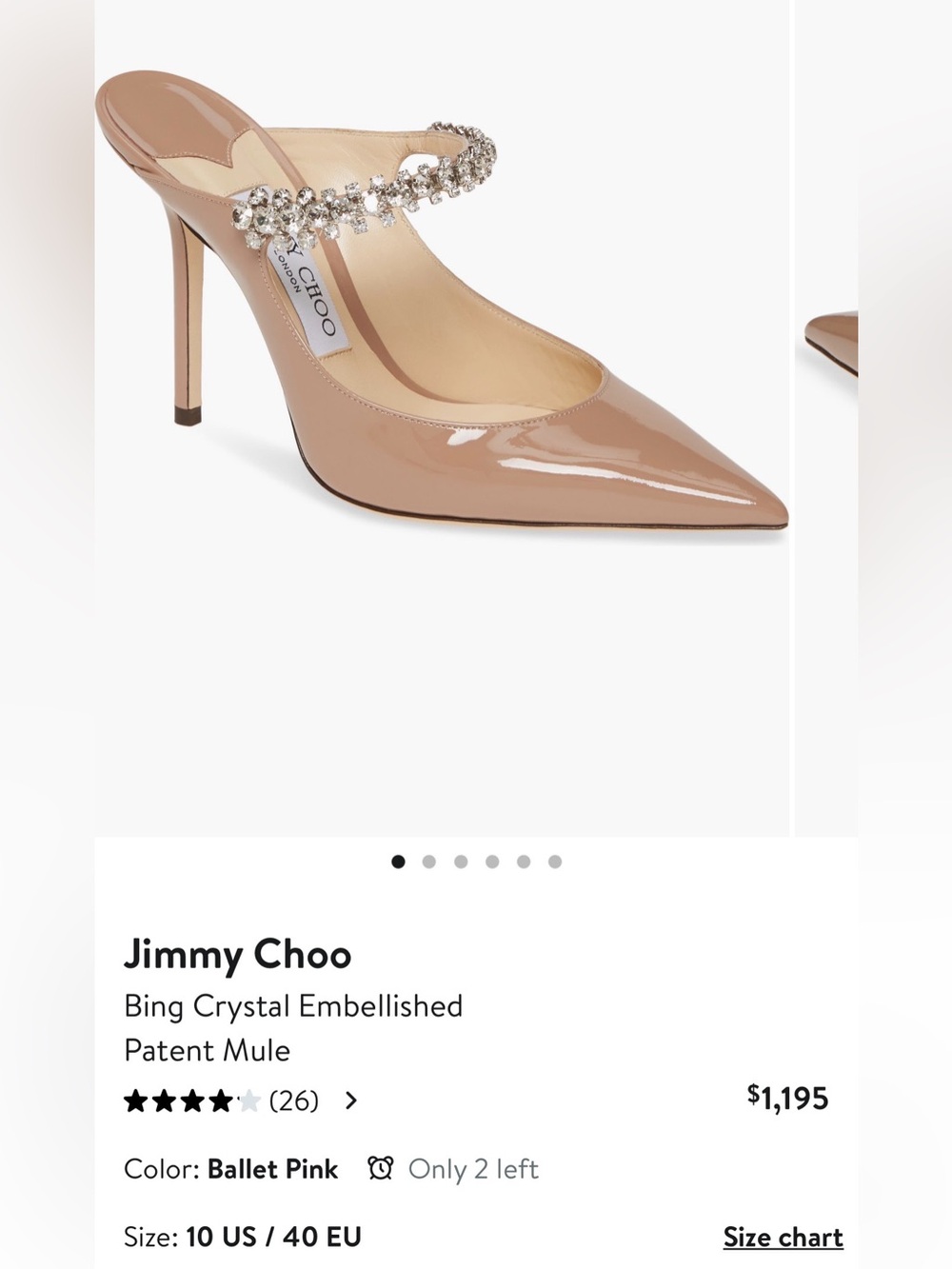 Jimmy Choo Blush Patent Pointed-Toe Pumps with Crystal Strap